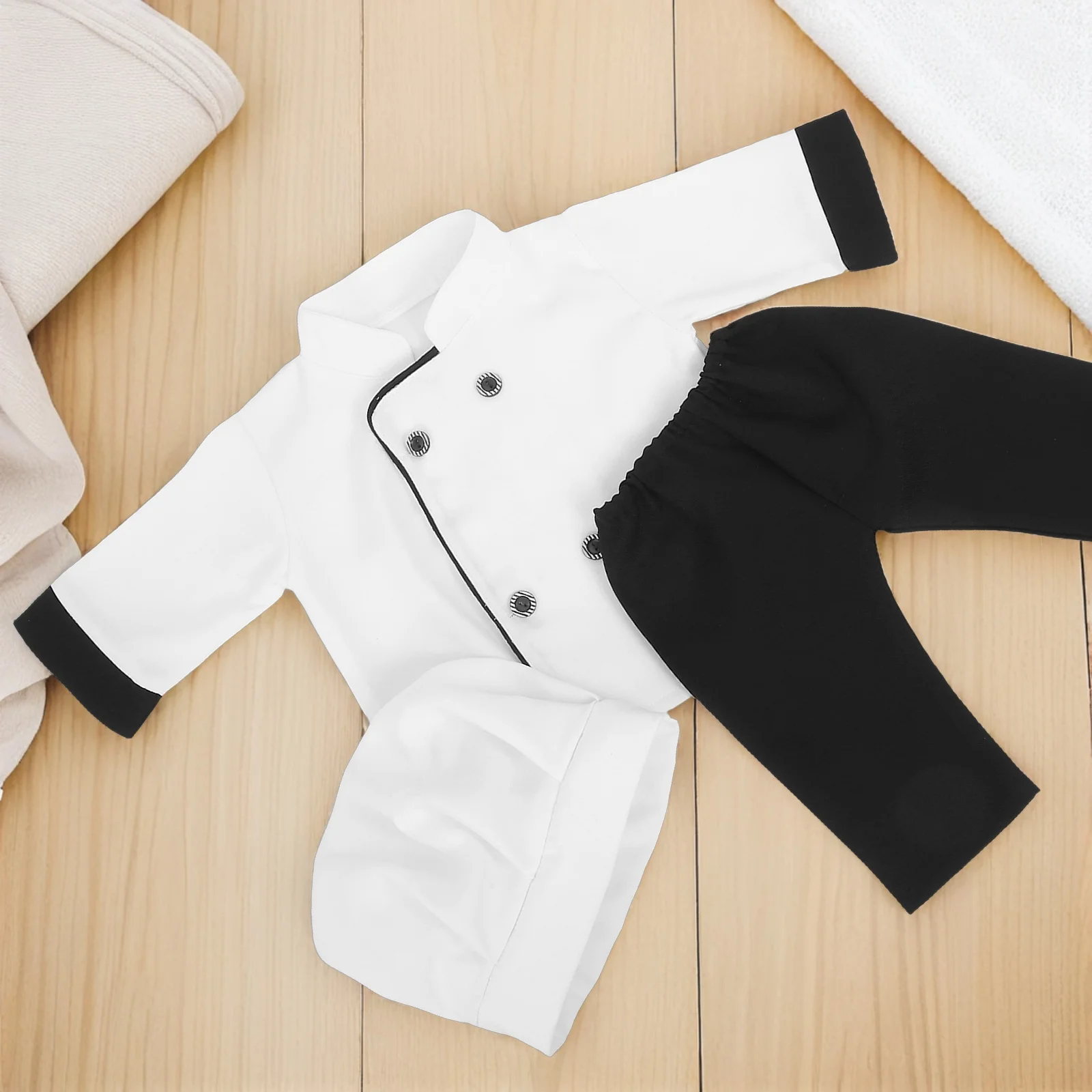 1 مجموعة الطفل التصوير الدعامة ملابس الشيف الوليد 100 يوم التقطت الصور لطيف الزي قبعة السراويل لينة البوليستر الشيف زي الاطفال #1