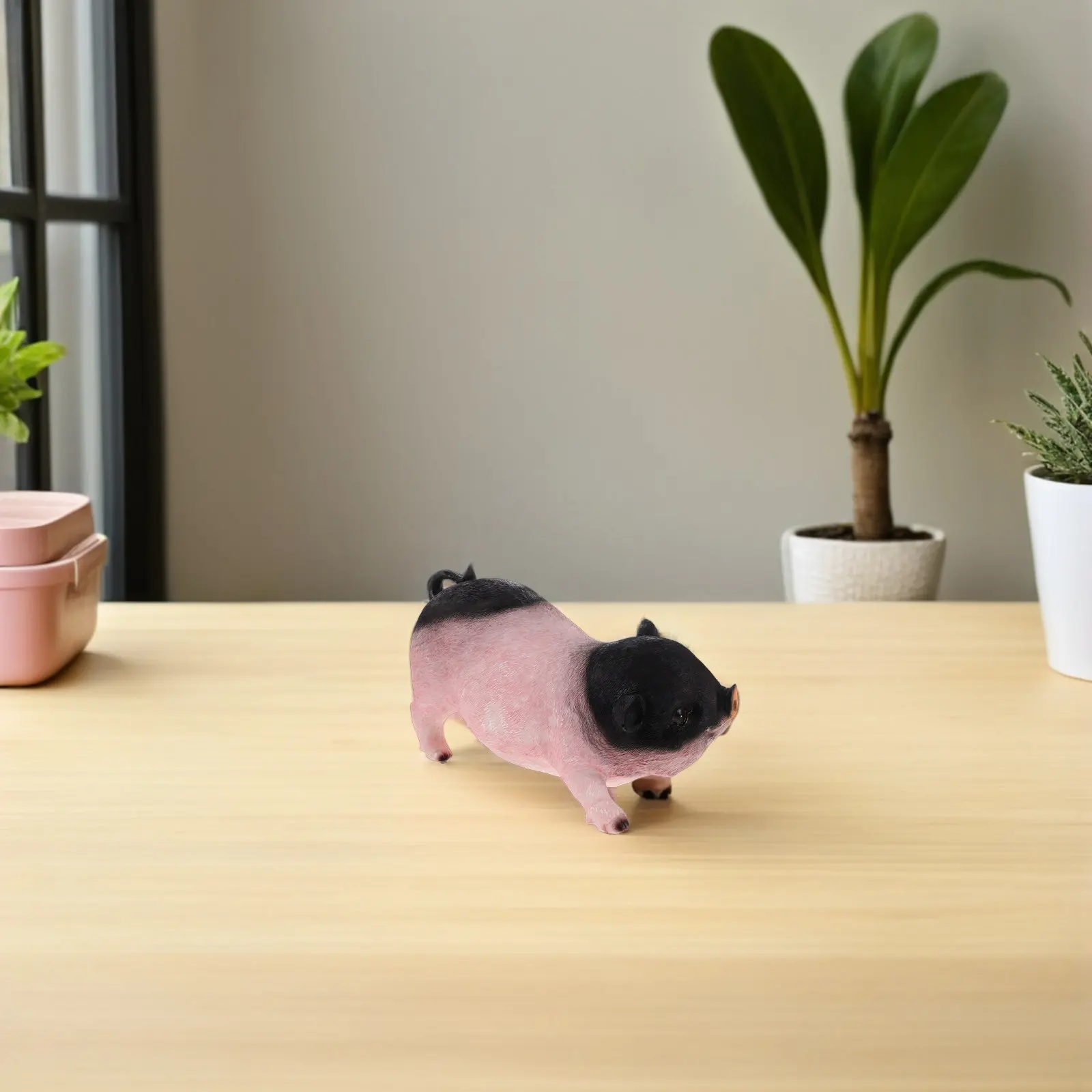 2Pcs Garden Pig Statue Funny Cute Resin Sculpture Decorative Indoor Outdoor Lawn Ornament Garden Pig Sculpture