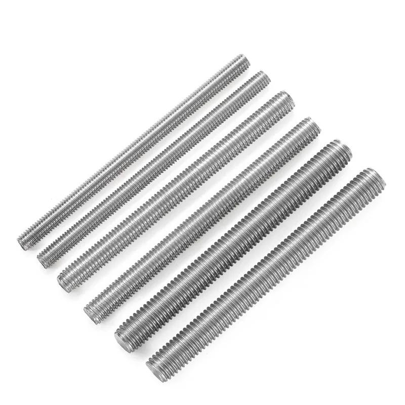304 Stainless Steel Full Threaded Bar Metric Solid Thread Screw M3- M6 Bolts Stud Double-headed Screw Metal Fasteners