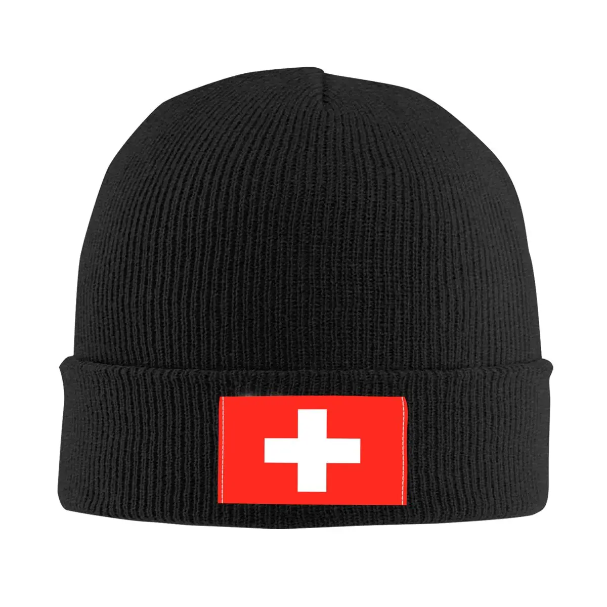 Flag Of Switzerland Knit Hat Cap Knitted Beanie Hat Beanies Cap Unisex Hipster