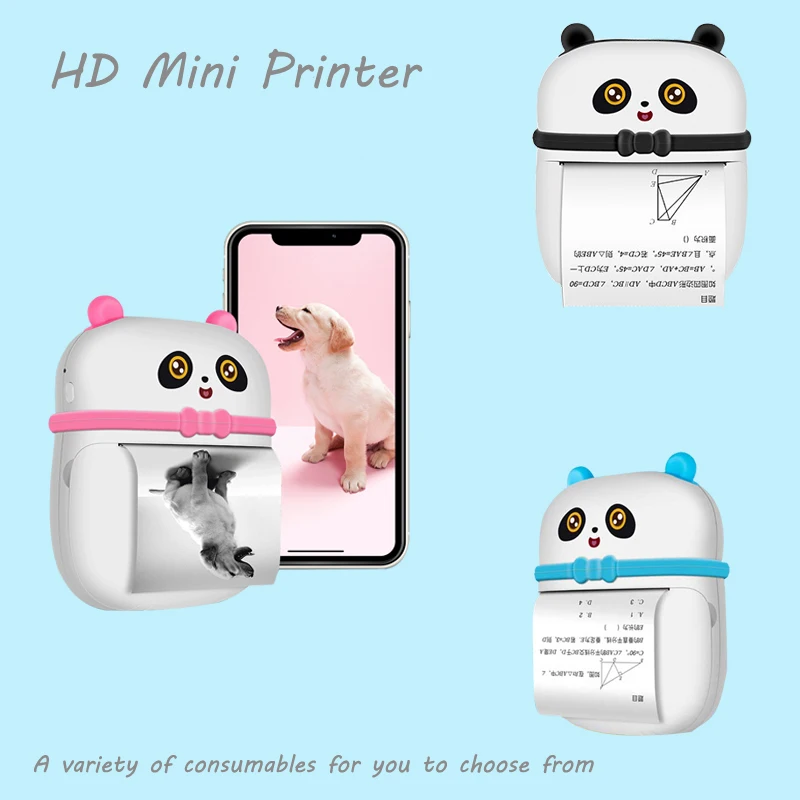 

Mini Pocket Printer Gifts for Kids Portable Thermal Printer for Pictures Retro Photos Receipts Notes Lists Label Memo QR Codes