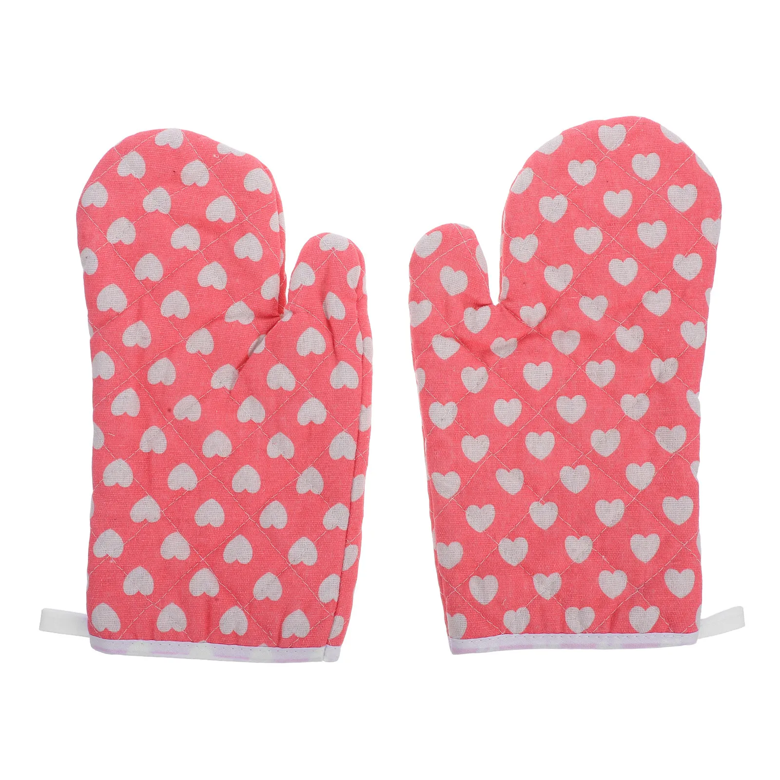 2Pcs Thickened Cotton Oven Mitts Baking Gloves for Kitchen Cooking Microwave Oven Use Heavy Duty Heat Resistant Reusable Mittens