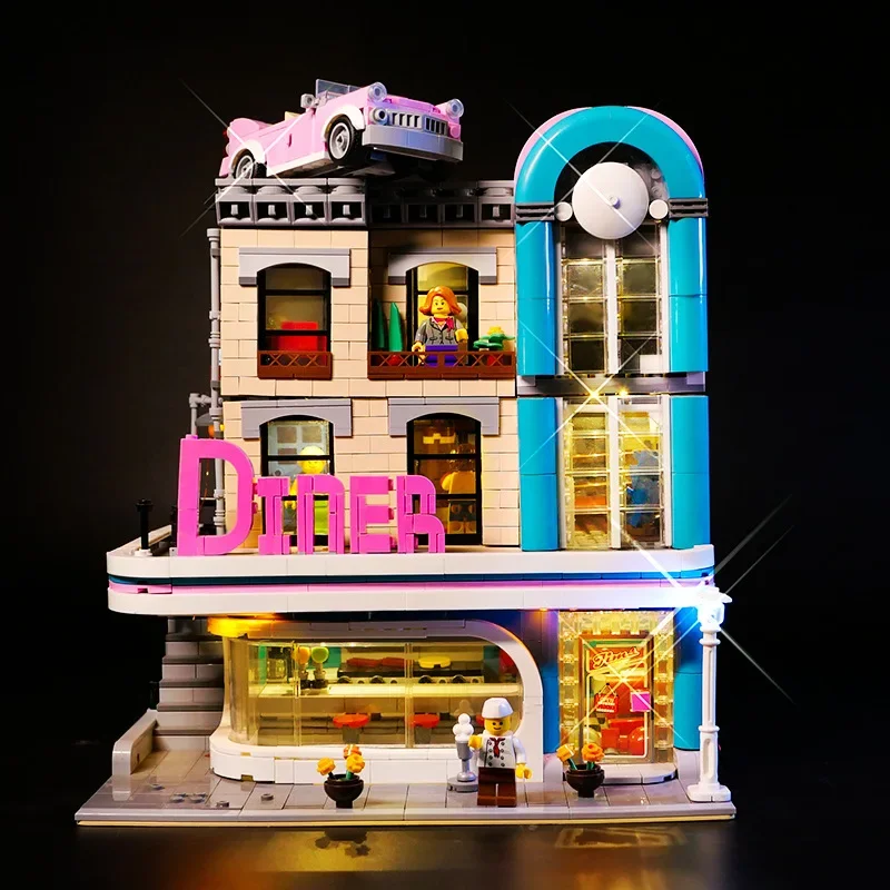 Kit de luz LED DIY para LEGO 10260 Downtown Diner Building Block Set (apenas luz LED, sem modelo de blocos)