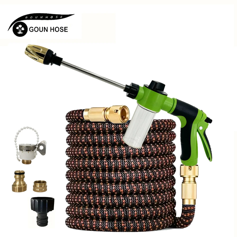 

Садовый водяной шланг, 3-кратный расширяемый поливочный шланг, гибкий автомобильный шланг высокого давления для полива сада, волшебный шланг для орошения сада