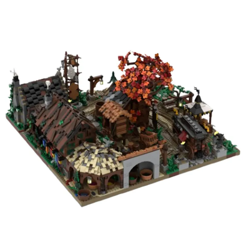 MOC-189181 6574 Stück kleine Partikel-Bausteine, mittelalterliches Stadtgebäude, Stadtburg, Straßenansicht, Hausmodell, Spielzeug, Geschenk
