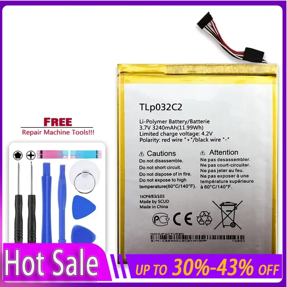 TLp032CC 3240mAh Battery for Alcatel One Touch Pixi 8 8.0 3G 9005X OT-9005X Batteries for Smartphones Warranty + Track Code