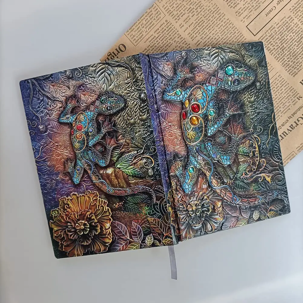 Cuaderno en relieve 3D A5 para hombre y mujer, libros de notas escolares de animales, diario de viaje de cuero Vintage, alivio de fantasía, regalos