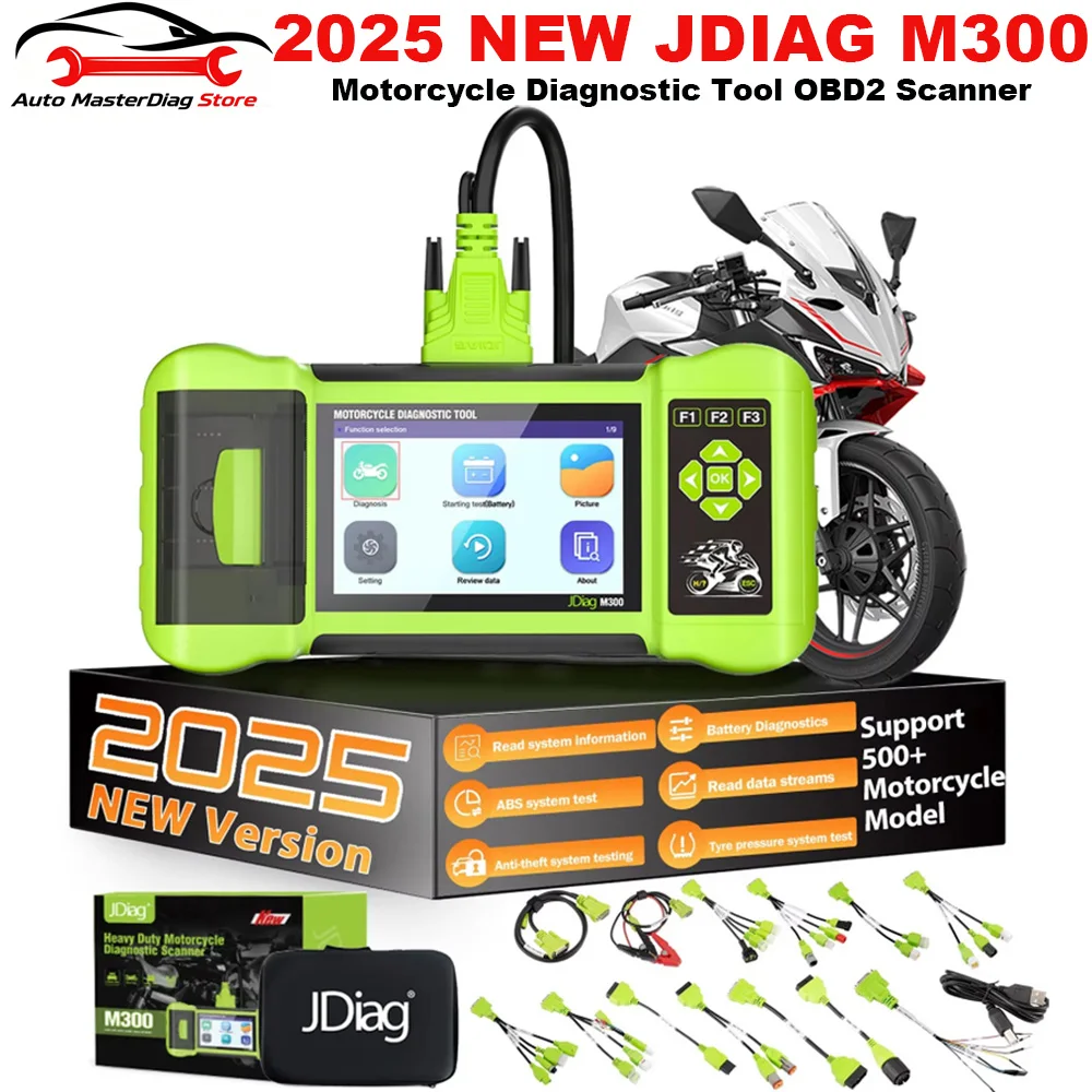 2026 JDiag M300 OBD2 Scanner Motorcycle Diagnostic Tool Motorcycle Diagnose Tools ABS Engine For BMW Yamaha Harley Honda Ducati