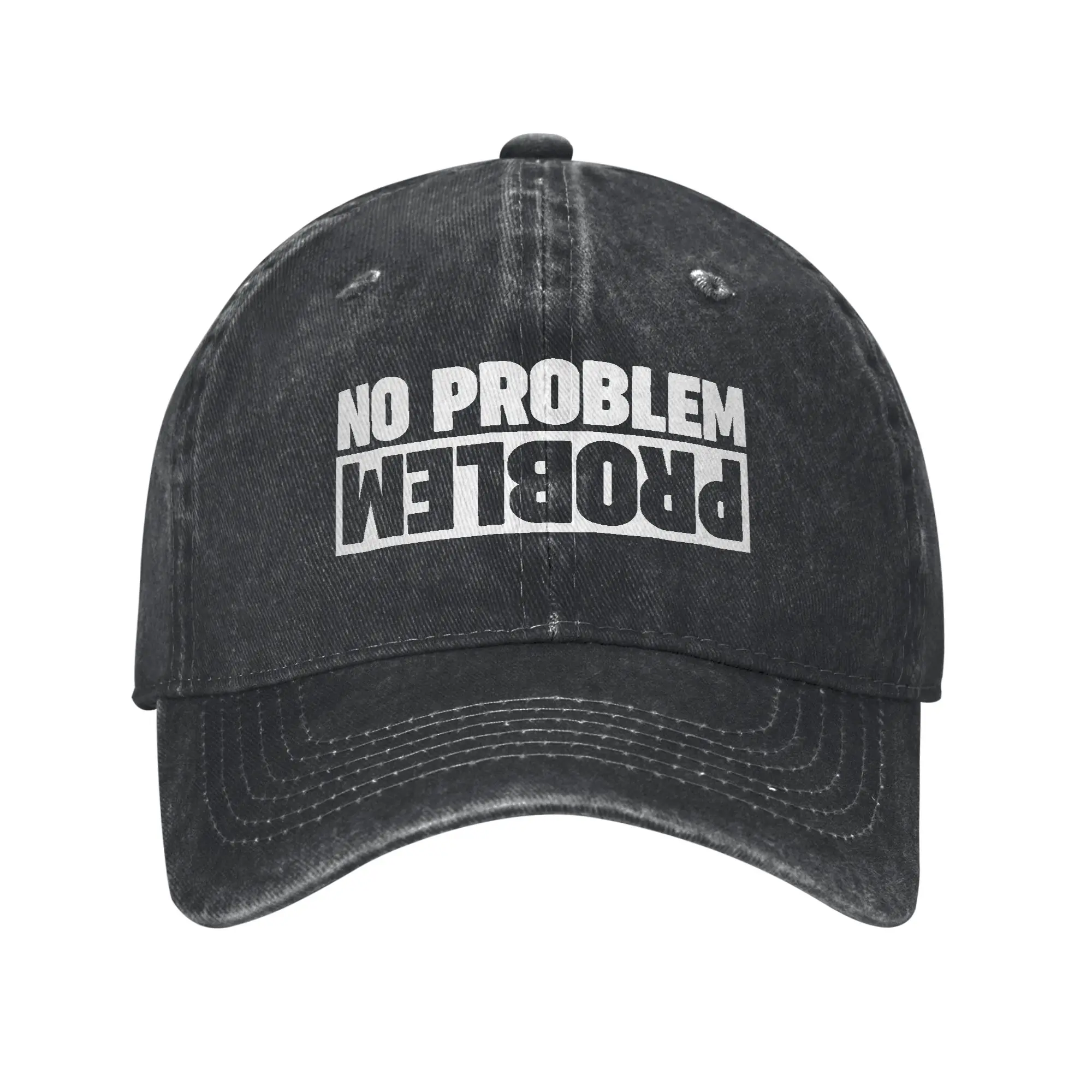 Upside Down Problem No Problem Washed Baseball Cap  Vintage Sun Trucker Hat Summer Unisex-Teens Running Hippie Snapback Cap