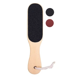 Pumice Stone Foot File Wooden Pedicure Feet Scrubber with Handle for Callus Dry