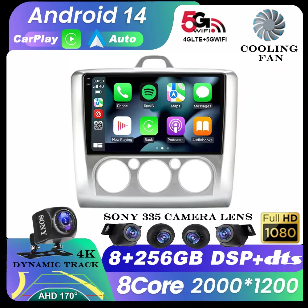 

Android 14 GPS 9" 2 Din 4G+WiFi Car Radio for Ford Focus Exi MT AT 2004-2011 Multimedia Player Navigation Head Unit 2din Stereo