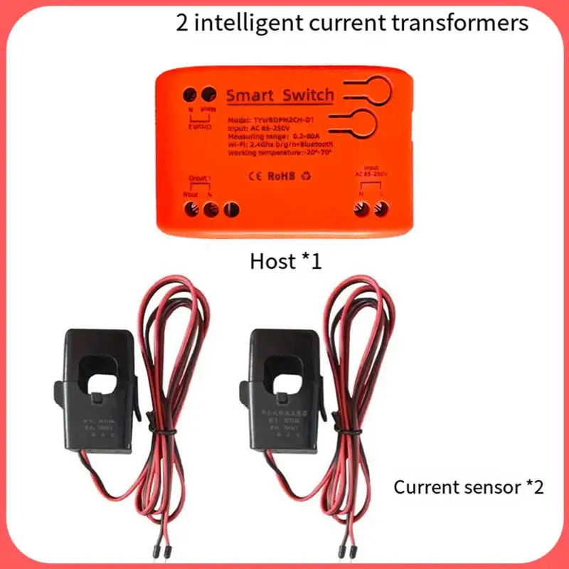 

X12A-Tuya Smart 85-250 В Wi-Fi 2-канальный зажим с мониторингом тока/напряжения/энергии 80A умный счетчик энергии для Alexa Alice