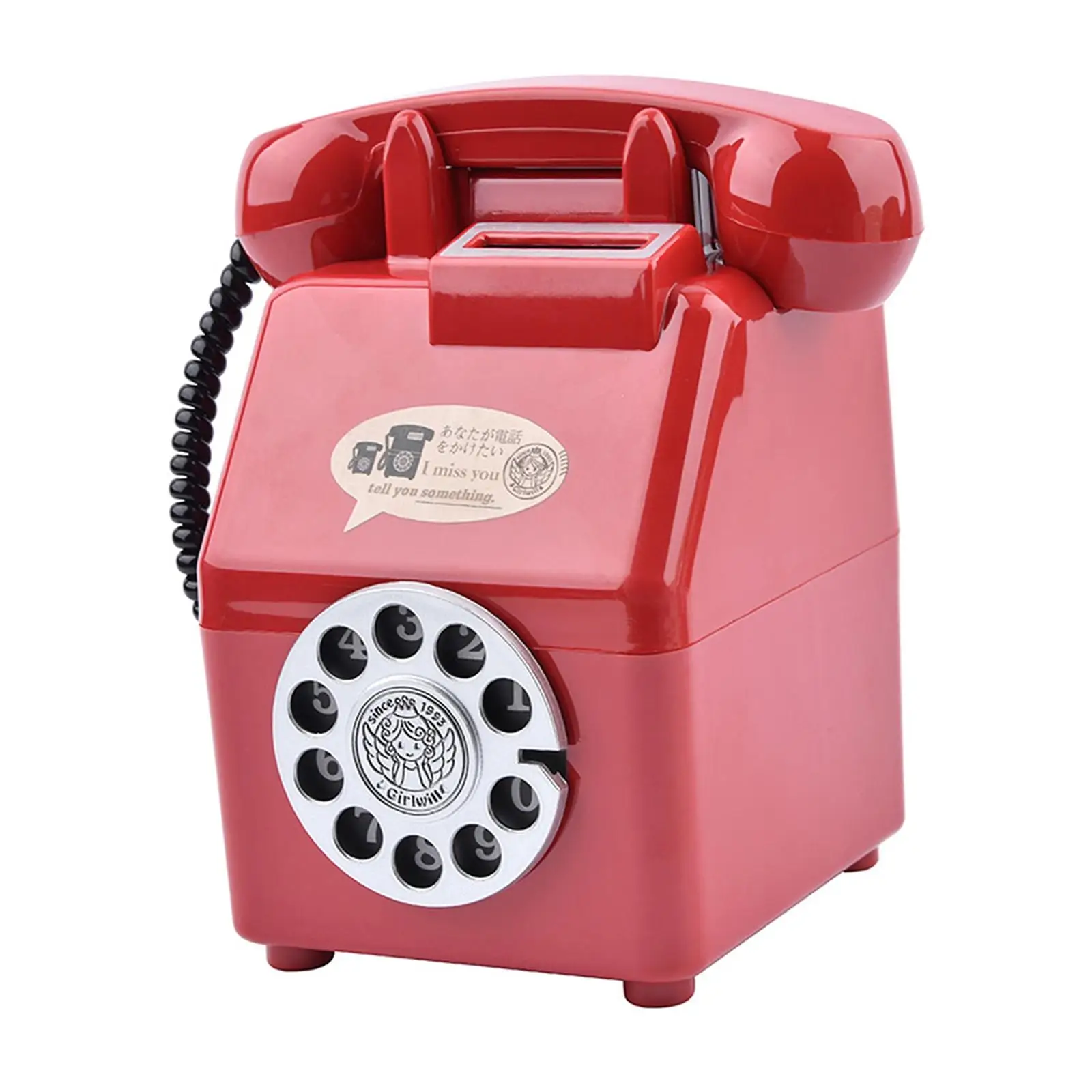 Retro Telephone Piggy Bank Tabletop Decoration Sculpture Dial Telephone Money Saving Jar for Living Room Shelf Home Desktop