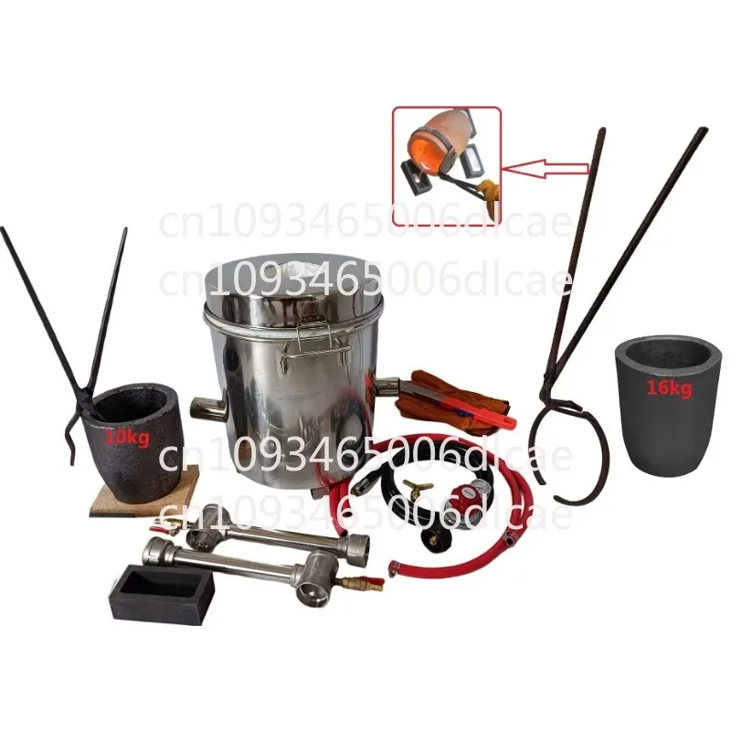 16 KG Large Gas Metal Melting Furnace Kit 2642°F / 1450°C Propane Forge Dual Burner 2 Crucibles Foundry Home Kiln Casting Tools