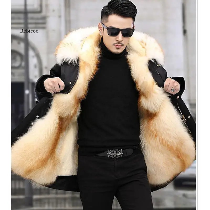 overcome men\'s whole mink liner winter new fur integrated coat imitation mink fur coat large size long over the knee overcoat