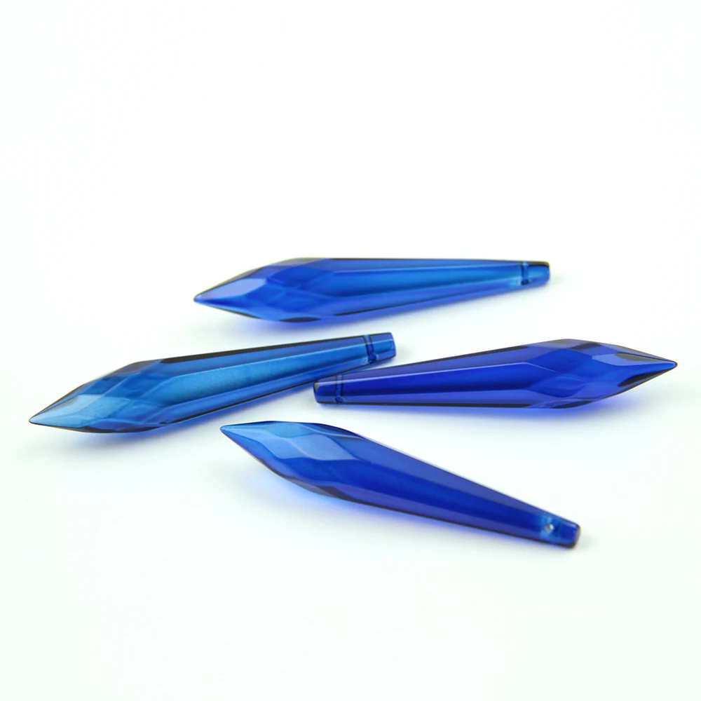 38mm/63mm/76mm Dark Blue Color K9 Crystal Chandelier Pendants Prisms Cut&Faceted Glass U-Icicle Drops For Cake Topper Decoration