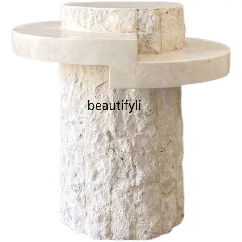 

Natural Cave Stone Coffee Table Simple Corner Table Nordic Mild Luxury Marble Side Table