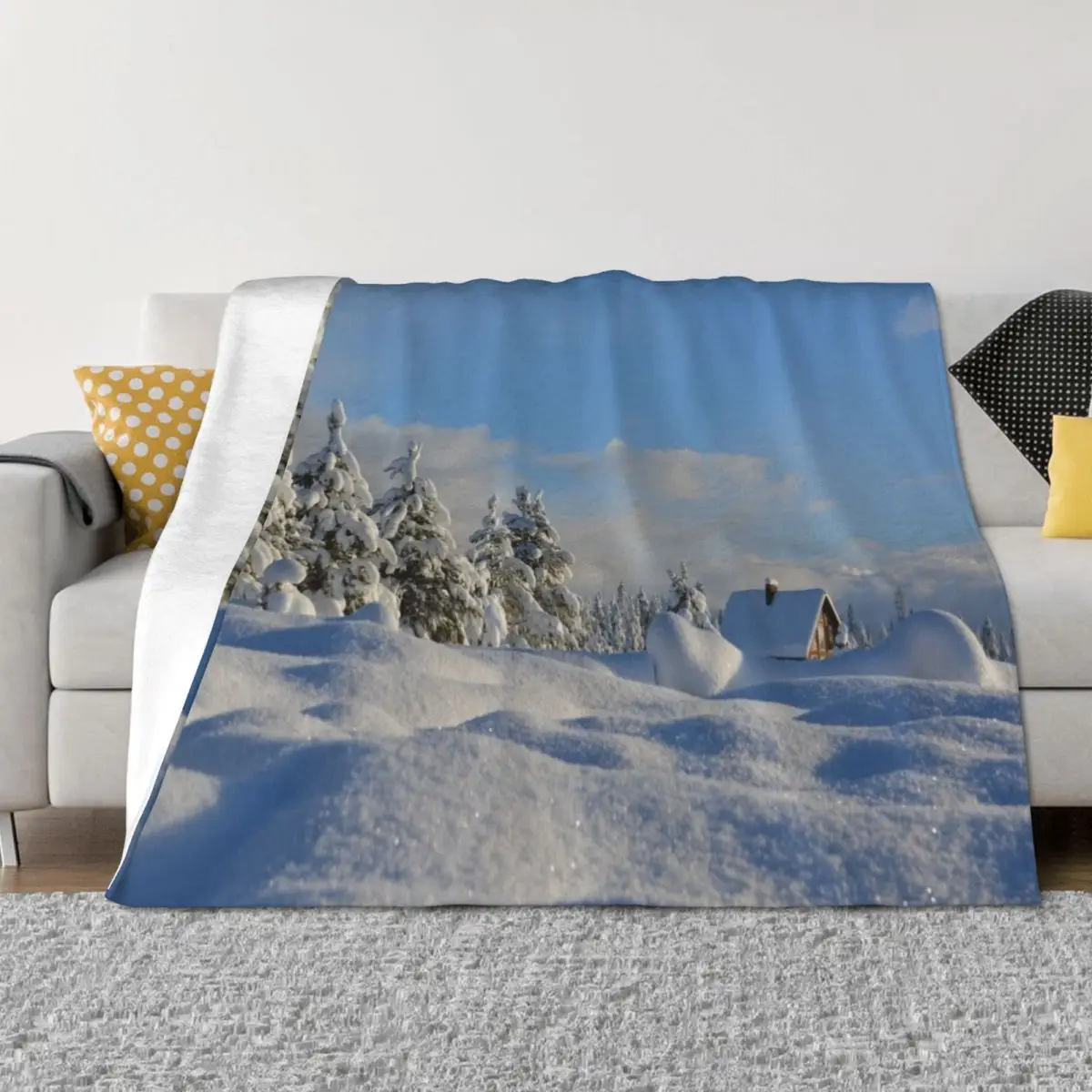 

Snow Covered Trees Throw Blanket christmas decoration Hairy Luxury Designer Soft Big Blankets