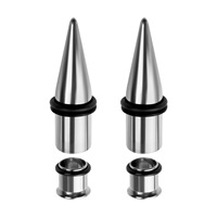 4pc/set Fashion Taper Ear Expander Earrings 7/9MM Stainless Steel Spike Ear Stretcher Tunnels Plug Flared Body Piercing Jewelry