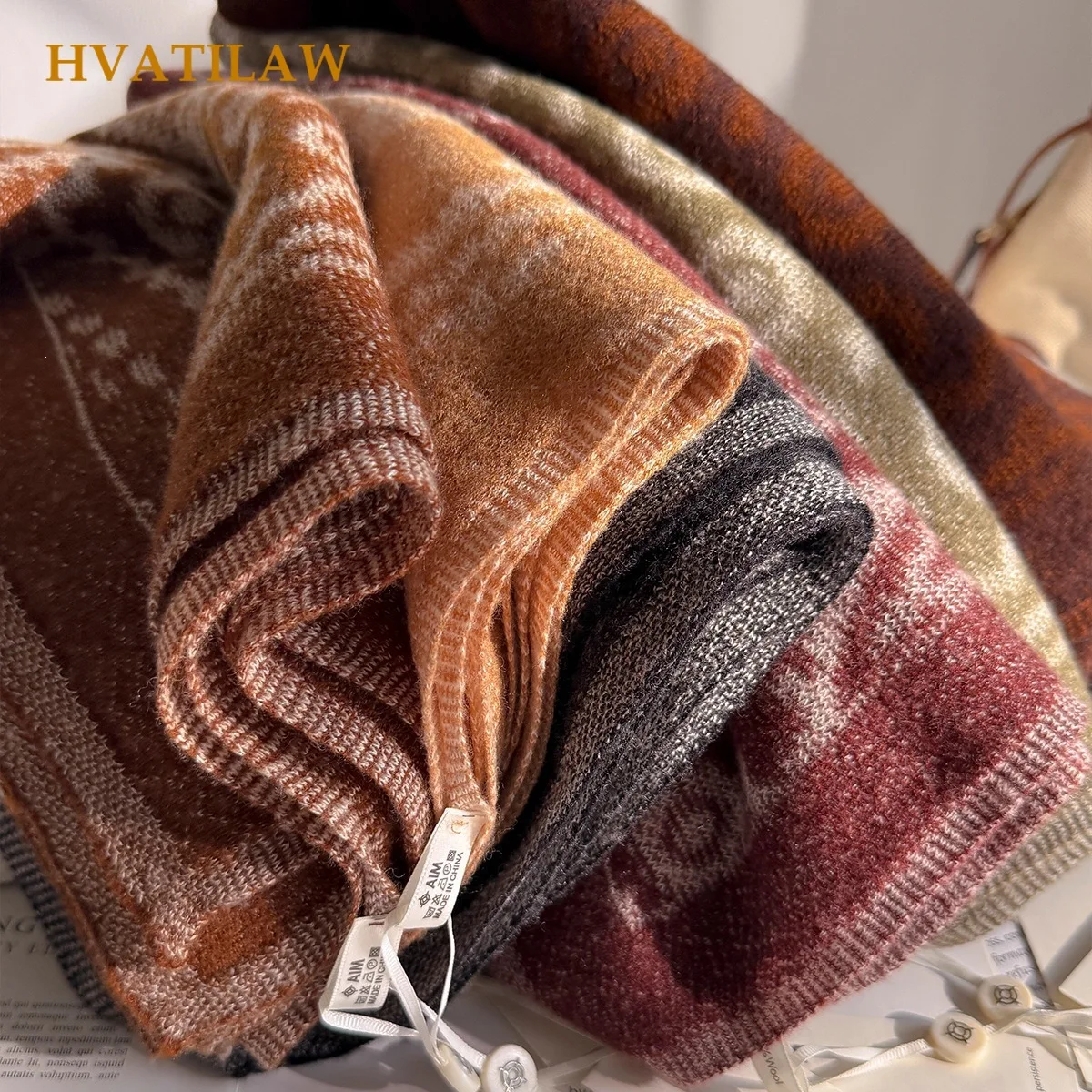 New 100% Wool Ethnic Paisley Square Scarf Women Winter Warm Thick Tassel Shawl Wrap Korean Style Gift Elegant Daily Fashion Chic