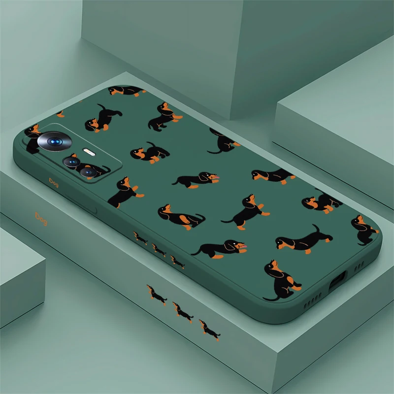 Funda para teléfono con diseño de silueta de perro de raza dachshund, compatible con Xiaomi Poco M8 Pro, M7, M6 Plus, M5, M4, M3, M2 Pro. Protección de lente, silicona, protección completa.
