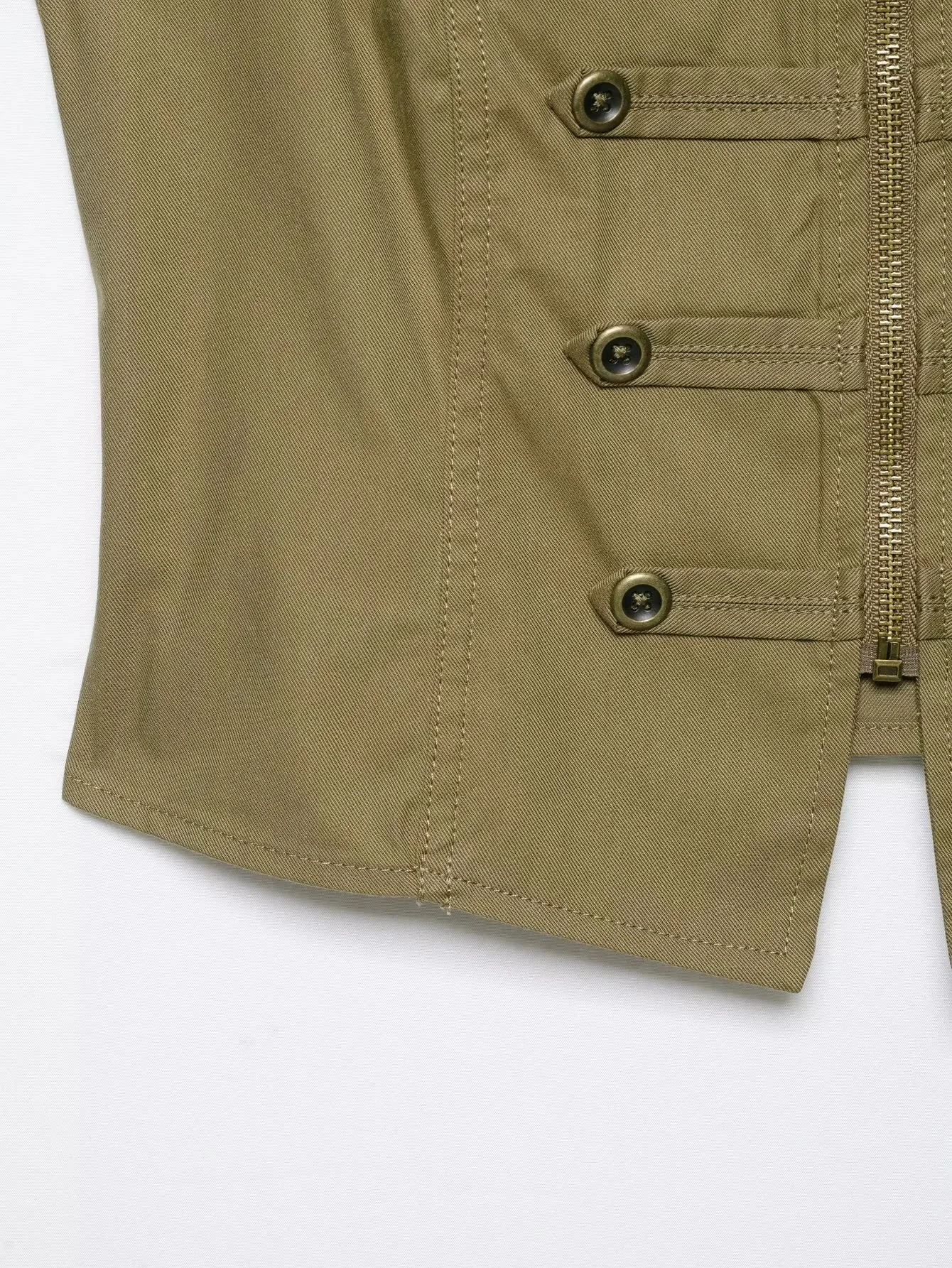 KONDALA Damen Vintage Trendy Shorts-Set mit Knöpfen, O-Ausschnitt, ärmellosem Reißverschluss-Top und Mini-Shorts – Neue Mode 2026 Sommer Casual Damen-Set – Detail 9