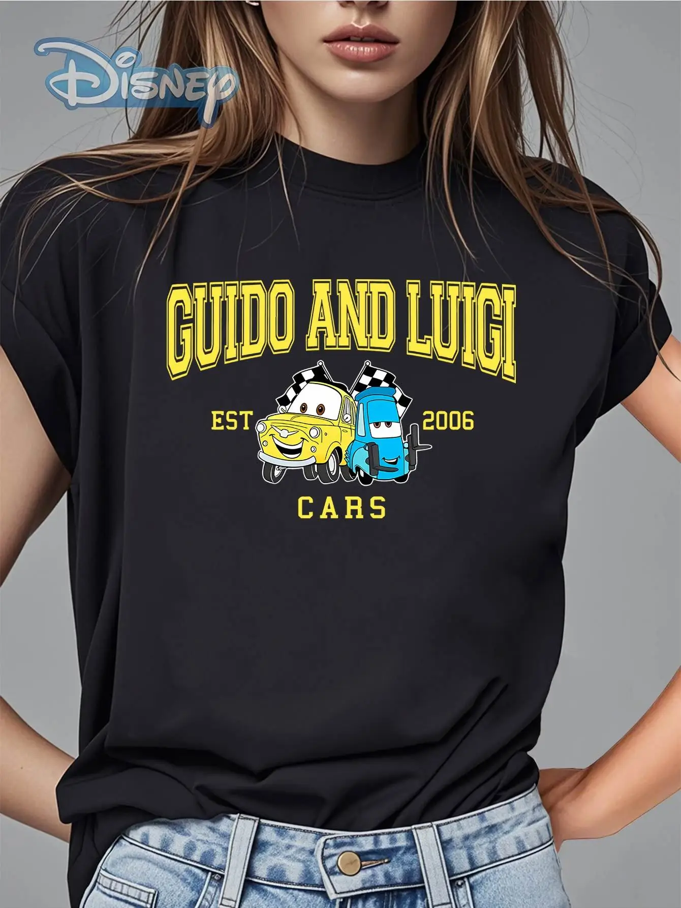 

Женская футболка с принтом Disney "Cars" GUIDO ANO UUTG. Удобная и дышащая летняя футболка, подходящая для прогулок и поездок на работу.