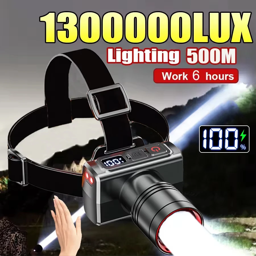 Powerful Sensor LED Headlamp USB Rechargeable Headlight Zoomable Head Lamp Waterproof Head Light High Lumens Head Flashlight