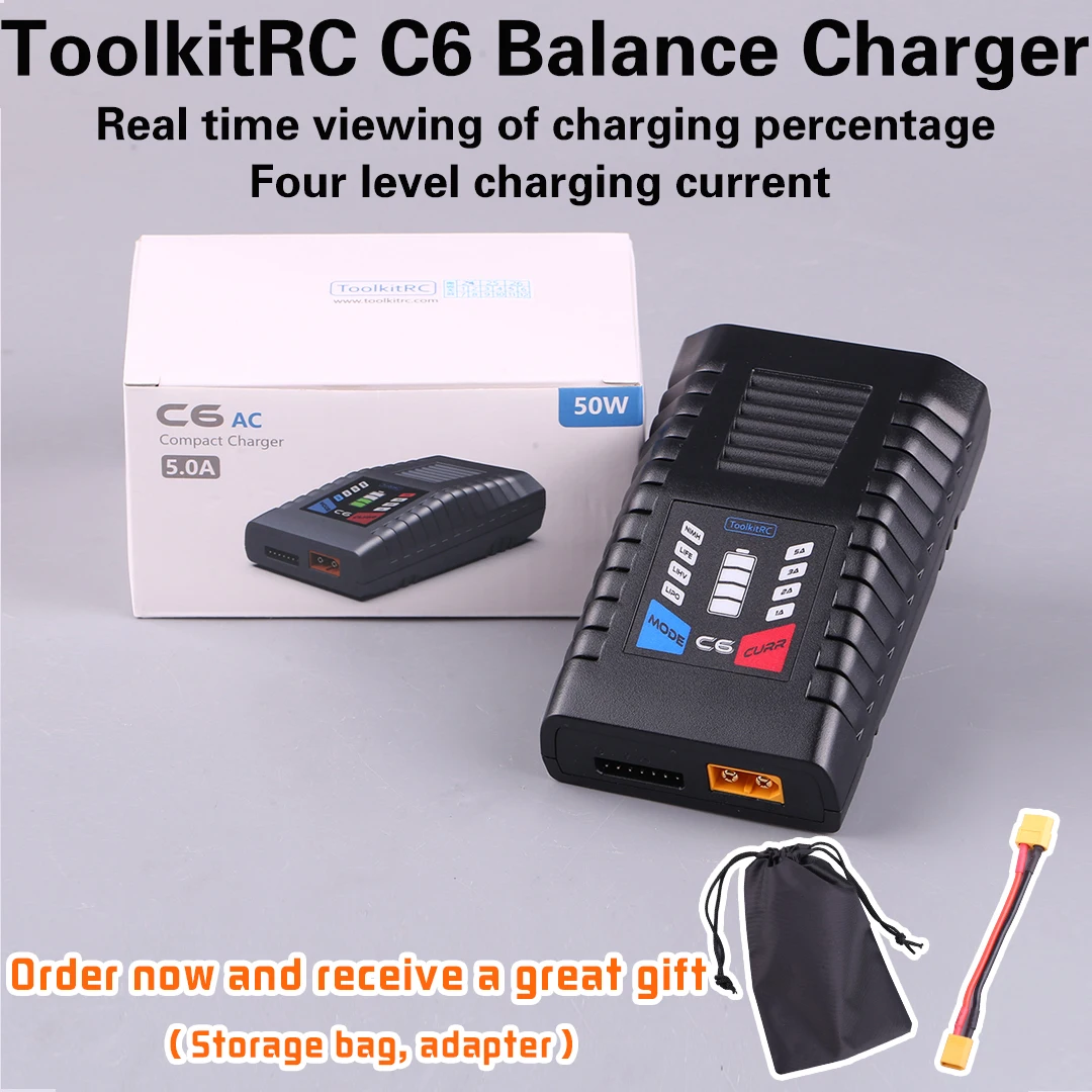 ToolkitRC C6 50W aviation model lithium battery charger supports 6s voltage LiPo built-in power supply new product