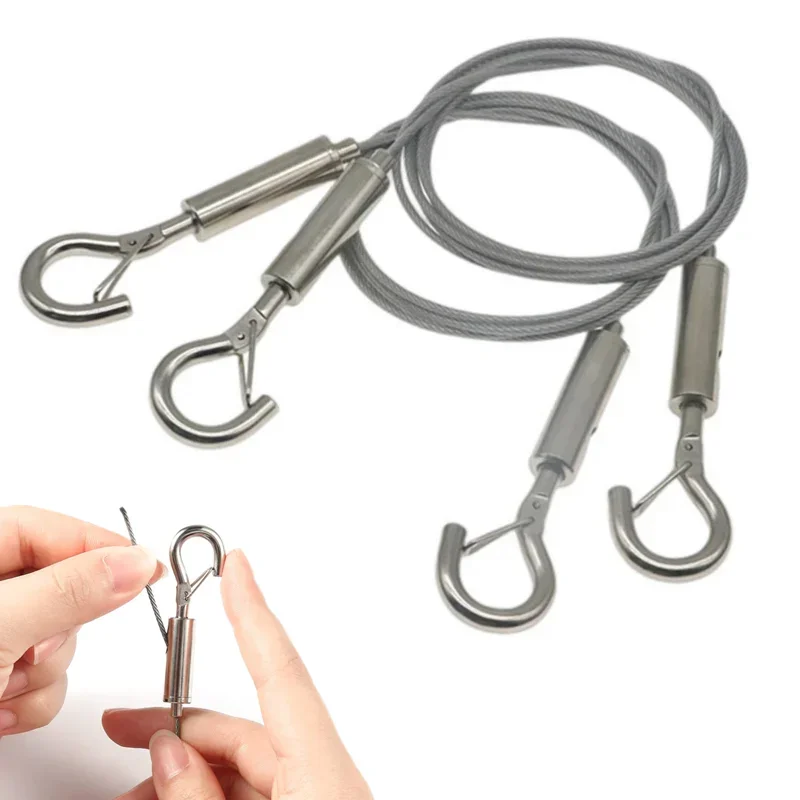 

Adjustable Automatic Wire Rope Spring Hook Clothesline Picture Hanging Solution System Suspension Code Stainless Steel Cable