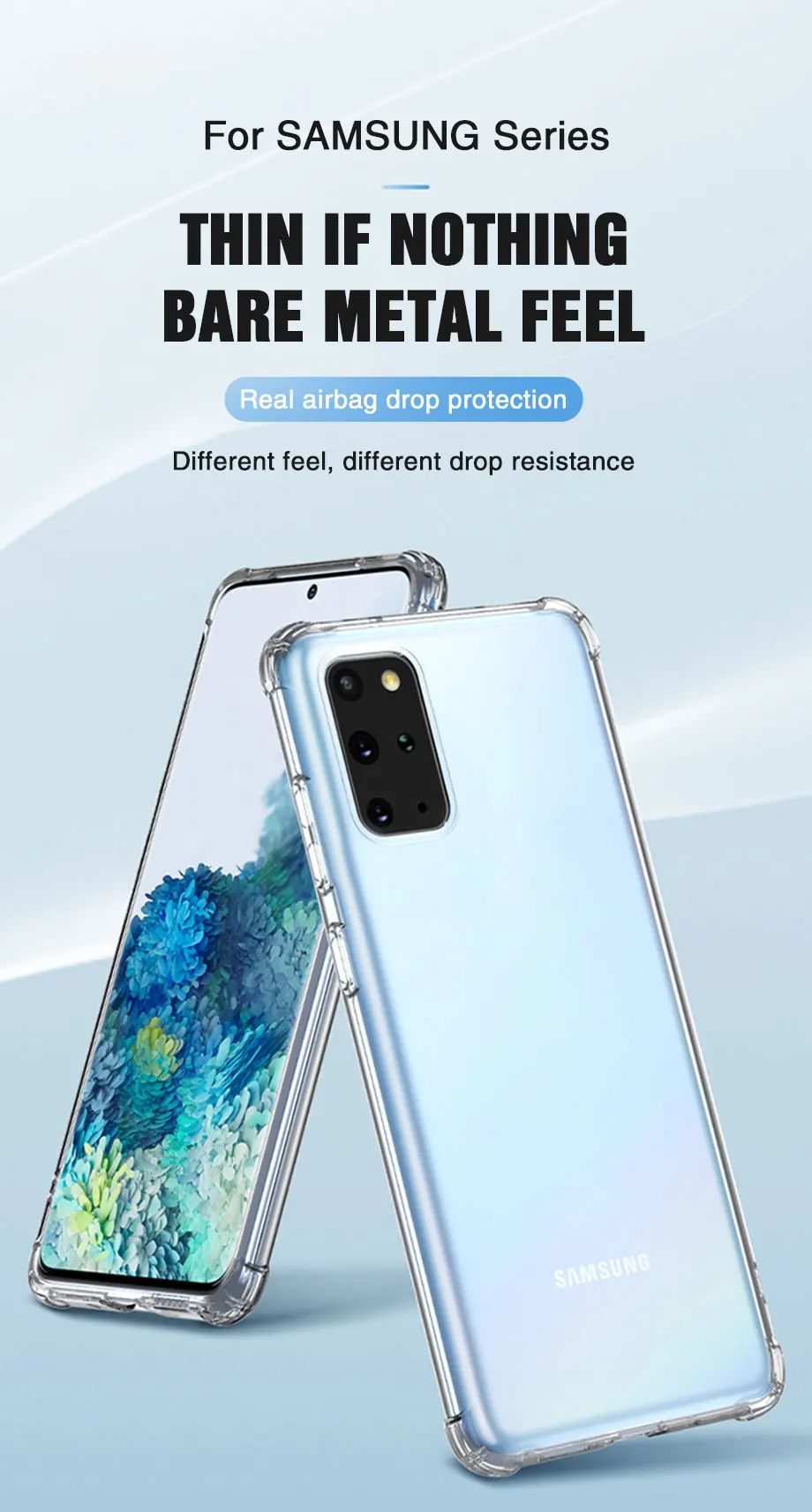 Clear Airbag Cover Case for Samsung Galaxy S20 FE Plus Ultra 5G Soft Phone Back Funda SamsungS20 S20FE S20Plus S20Ultra F E Gel