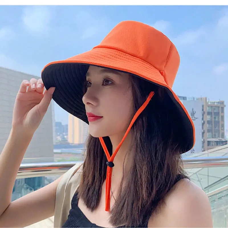 Summer Foldable Bucket Hat Unisex Women Outdoor Sunscreen Cotton Fishing Hunting Cap Double Side Sun Prevent Hats Bucket Hat