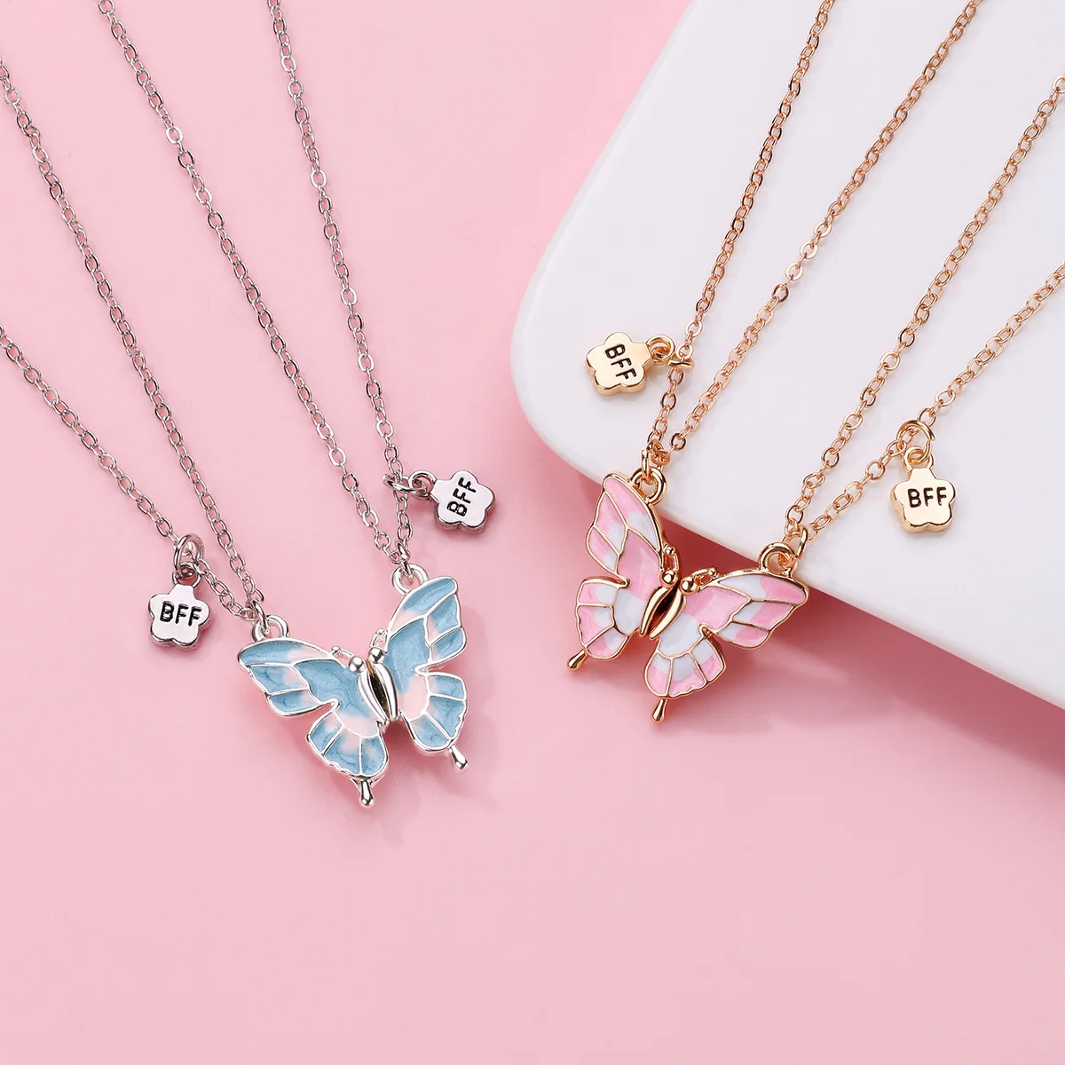 Elegant Butterfly Necklace for Women Girls Luxury BFF Magnetic Necklace BFF Good Friends Personalised Pendant 2 Piece Party Gift