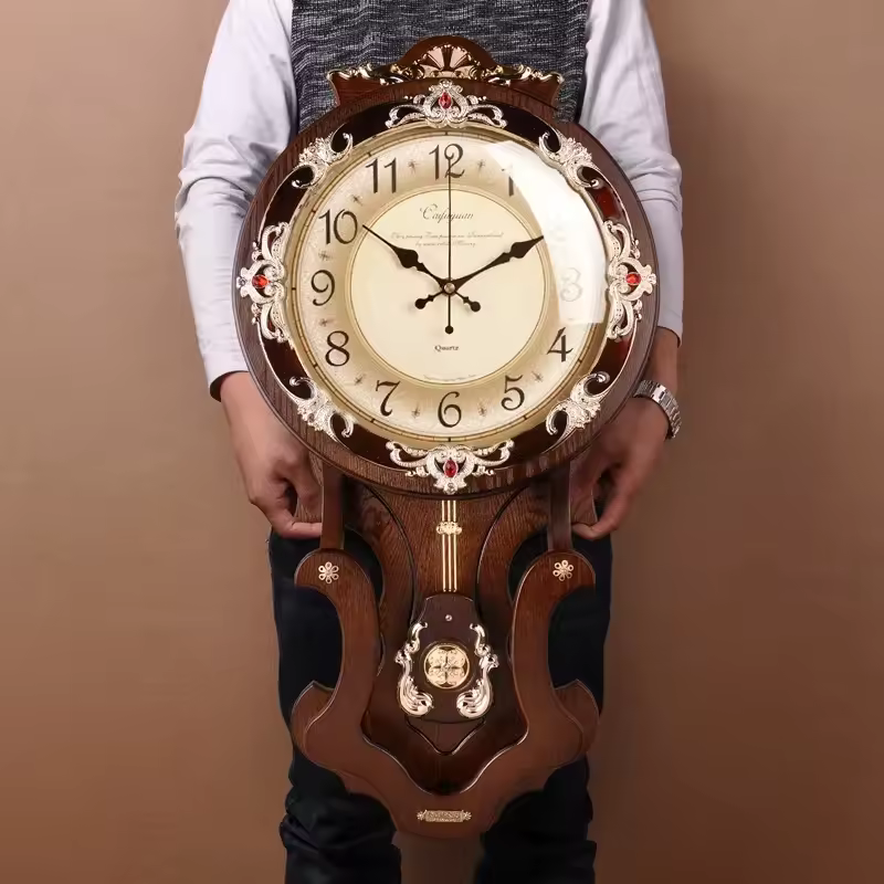 Nordic Large Wall Clock Wood Vintage Silent Pendulum Clocks Wall Home Decor Watches Shabby Chic Living Room Decoration Gift Idea