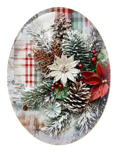 10 قطعة/الوحدة عيد الميلاد X-mas كوز الصنوبر زهرة باقة الصنوبر ورقة البيضاوي صور الزجاج كابوشون فلاتباك التجريبي النقش Diy بها بنفسك صنع المجوهرات