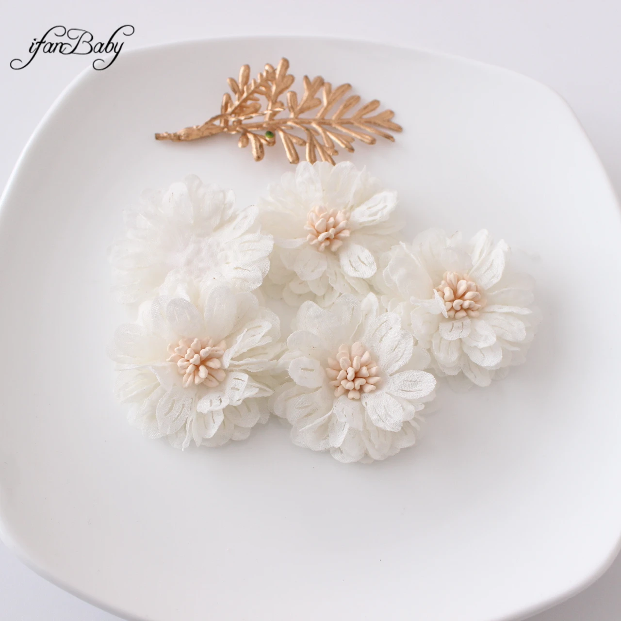 4.5CM Fashion Solid Artificial Fabric Flowers With Stamen For Hair Accessories Hairband Apparel Accessories 12 Colors