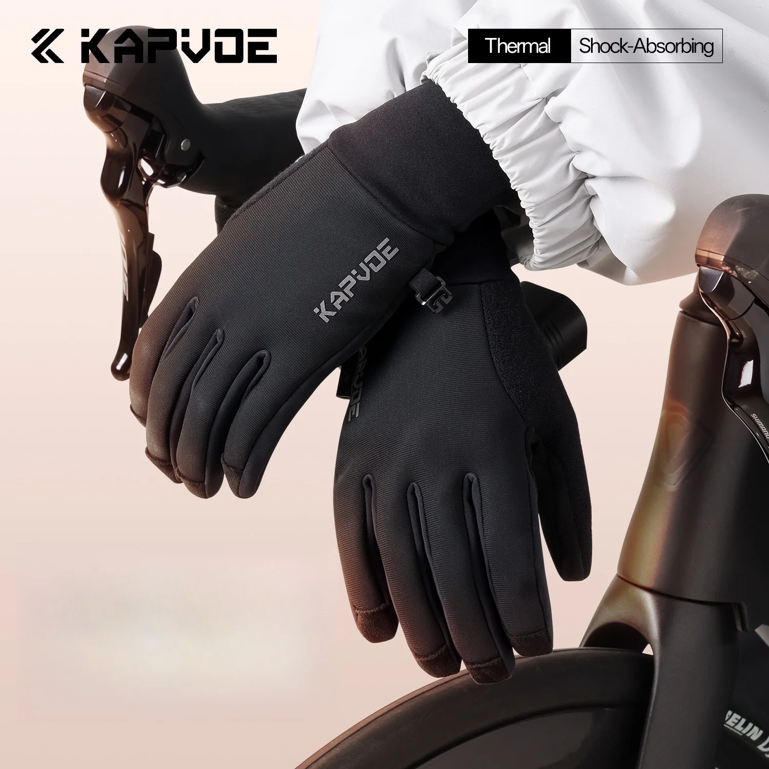 

Велоперчатки Kapvoe, зимние перчатки, полнопальцевые, дышащие, с сенсорным экраном, для спорта, мотокросса, лыж, MTB, велосипеда, мотоцикла