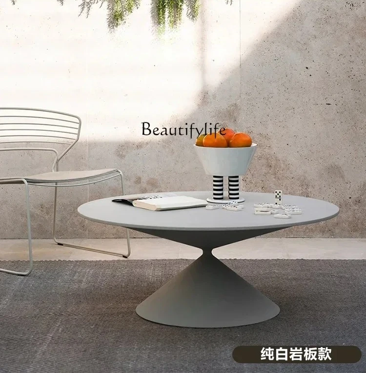 

06Slate cream wind coffee table modern simple Italian round coffee table new