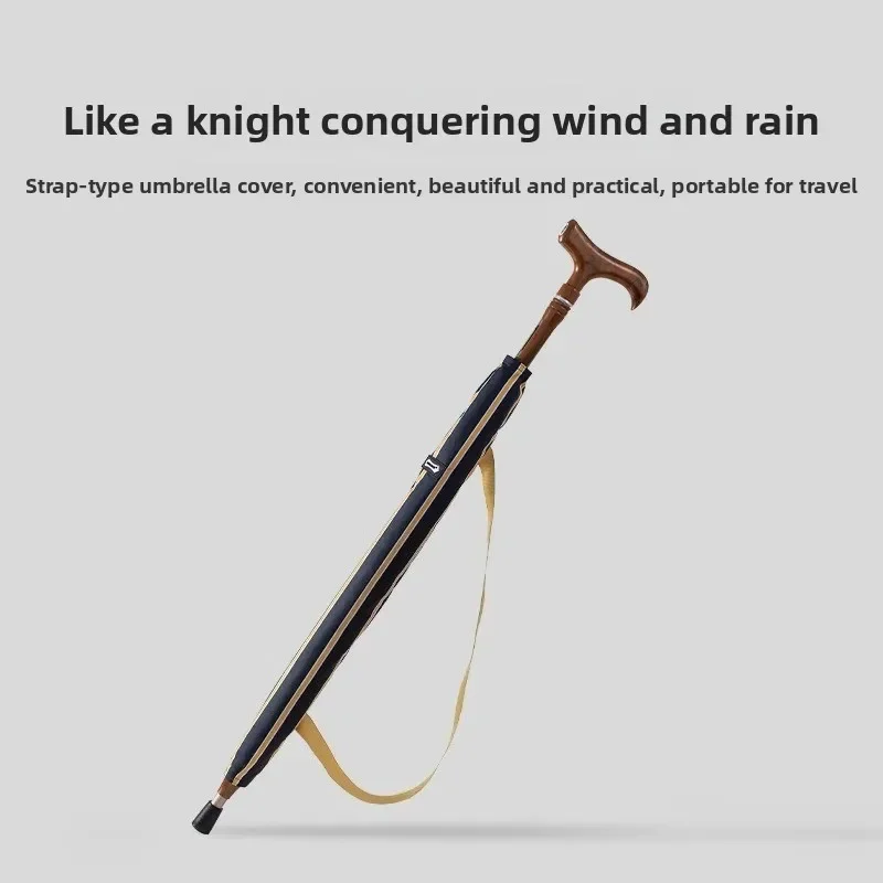 Windproof Walking Cane Umbrella with Non-Slip Handle, Retro Stripe Design, Sun & Rain Protection for Seniors