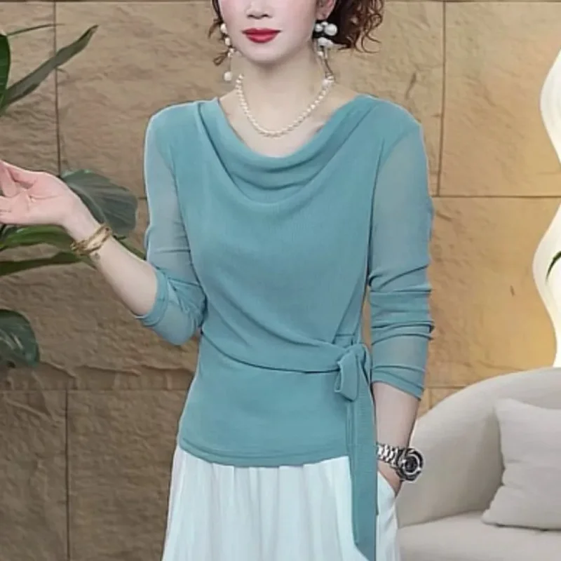 

Autumn New Style Fashionable Straps Piled Collars Long Sleeves Temperament Versatile Shirt