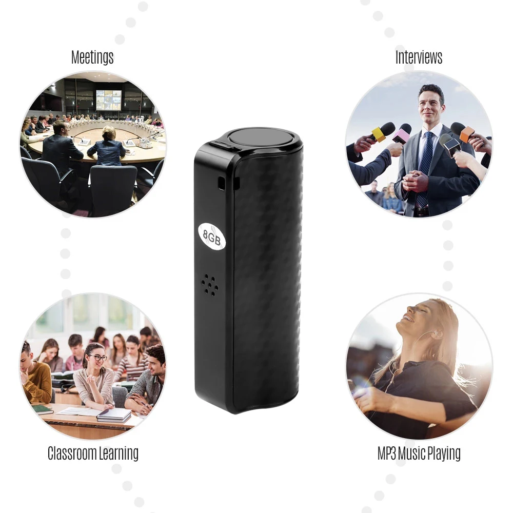 Mini Professional Voice Recorder Digital Audio Dictaphone Waterproof Magnetic Long Standby Time Recording Pen Noise Reduction