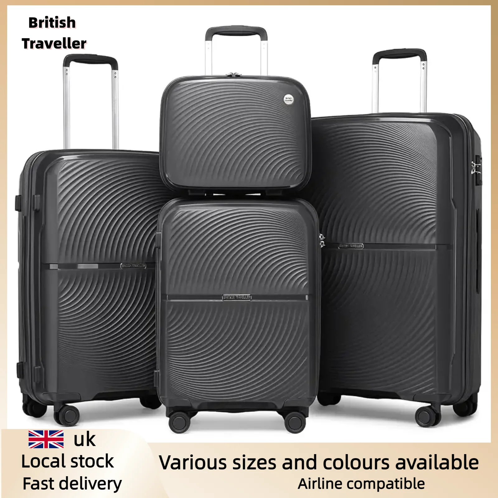 British Traveller 2/3/4-Piece Suitcase Set - 14/20/24/28