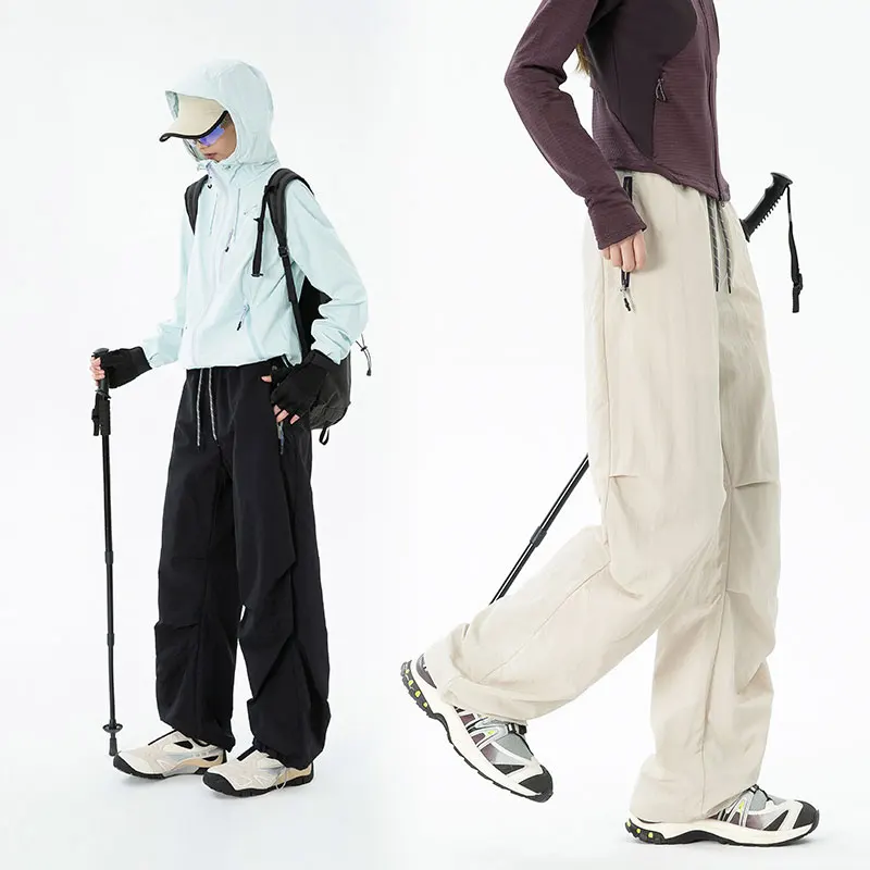 Women Hiking Pant Autumn Outdoor Sports Waterproof Paratrooper Pants Elastic Waist Camping Trousers Solid Cycling Fishing Pants image 5