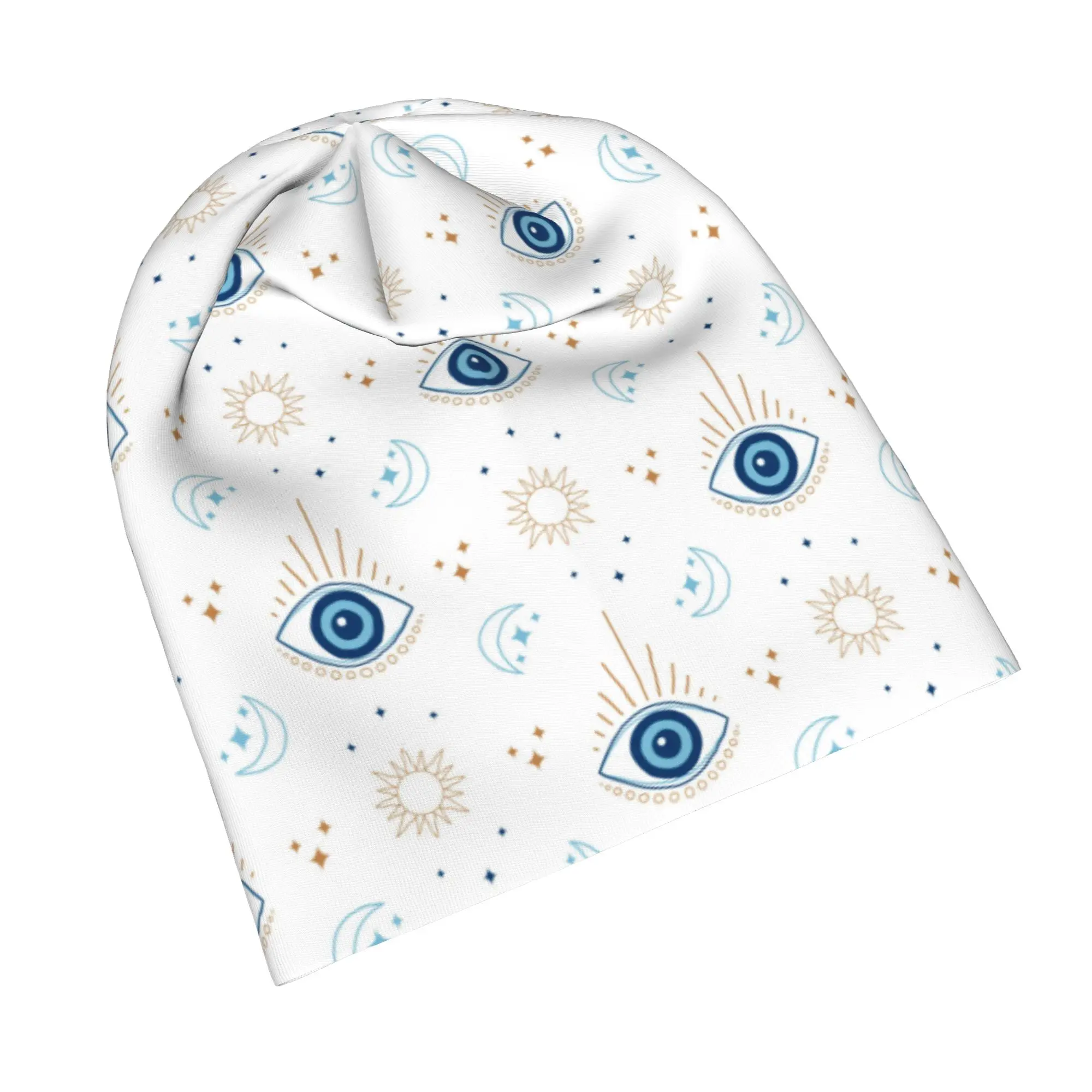 Nazar Evil Eye Greek Amulet Skullies Beanies Hats Lucky Charms Boho Vintage Men Women Ski Cap Warm Thermal Elastic Bonnet Hats