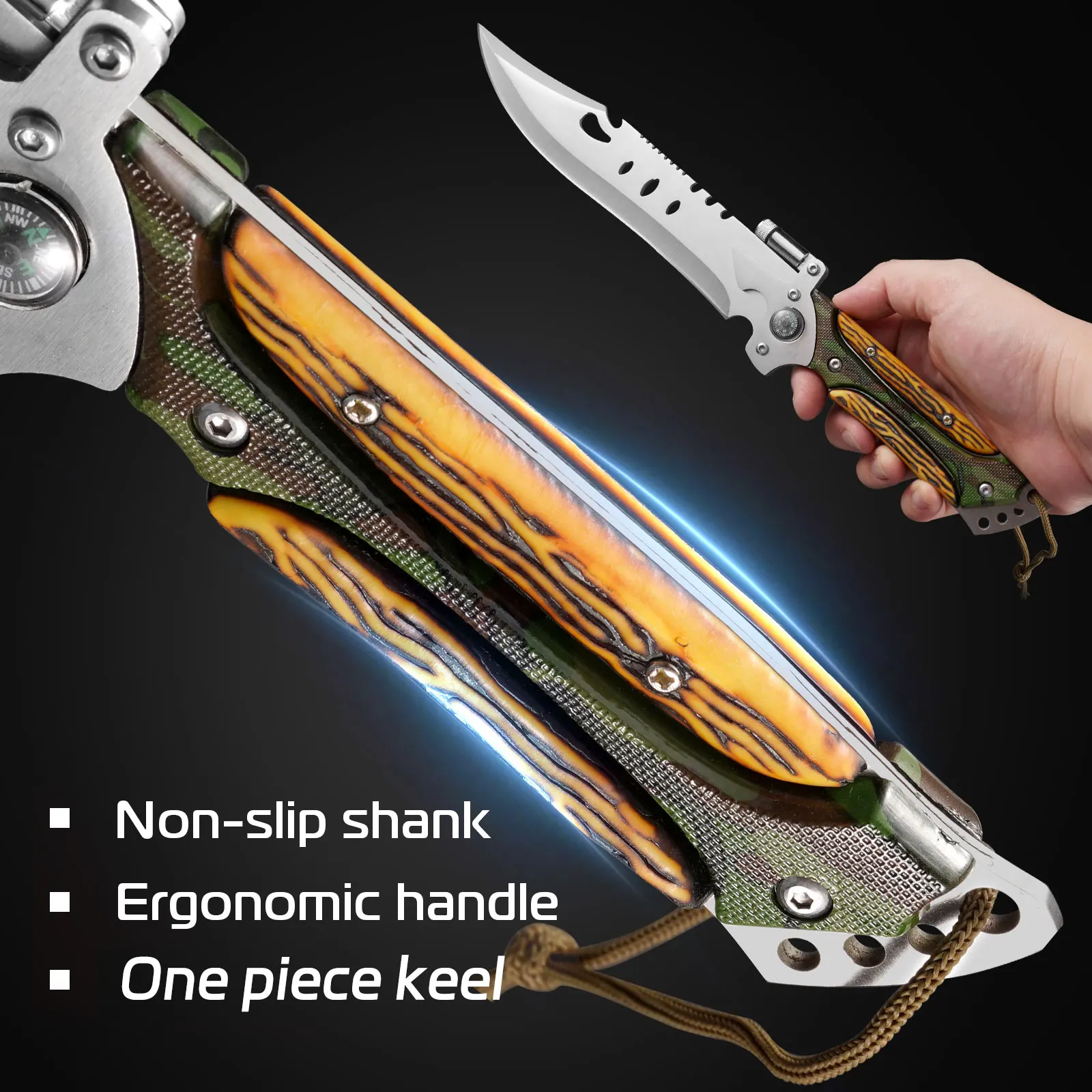 1pc Outdoor Multi-function Military Tactical Knife, Fixed Blade and Sheath, Self-Defense, Suitable for Wilderness Survival Knife