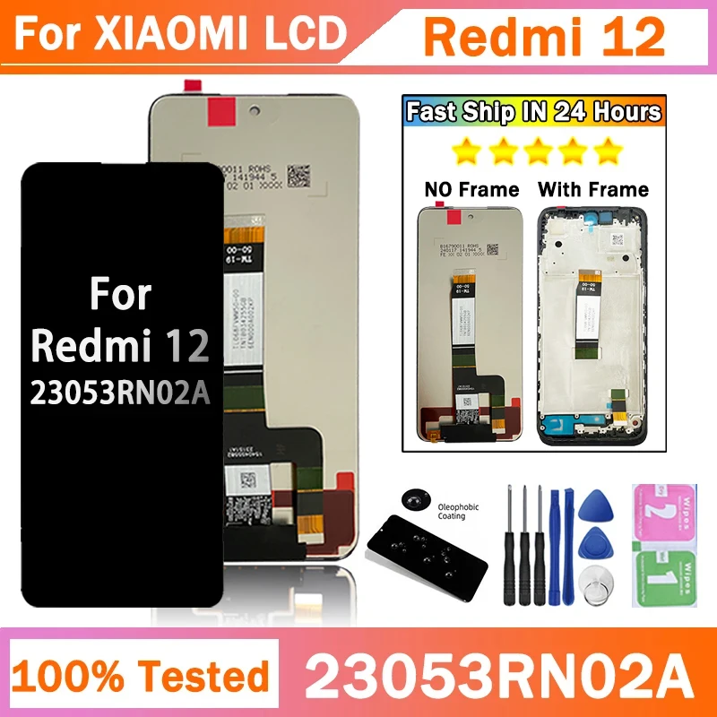 6.79 ''AAA + Xiaomi Redmi 12 LCD 23053RN02A Ekran Dokunmatik Ekran Paneli Digitizer Meclisi Redmi 12 Ekran Çerçeve Ile
