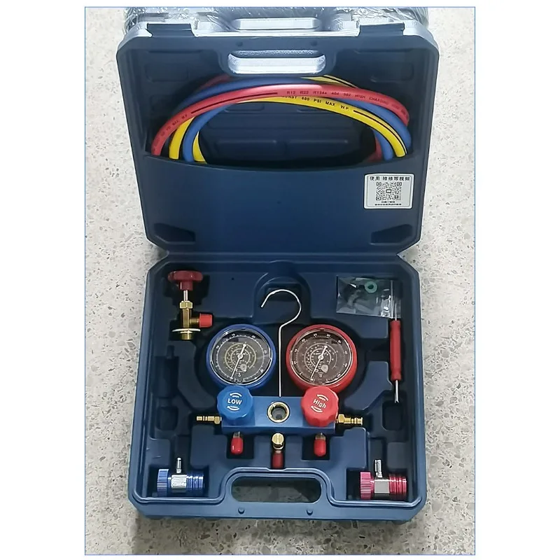Manómetro doble para refrigerante de aire acondicionado automotriz R134, manómetro de presión de nieve, válvula de doble manómetro para líquido refrigerante