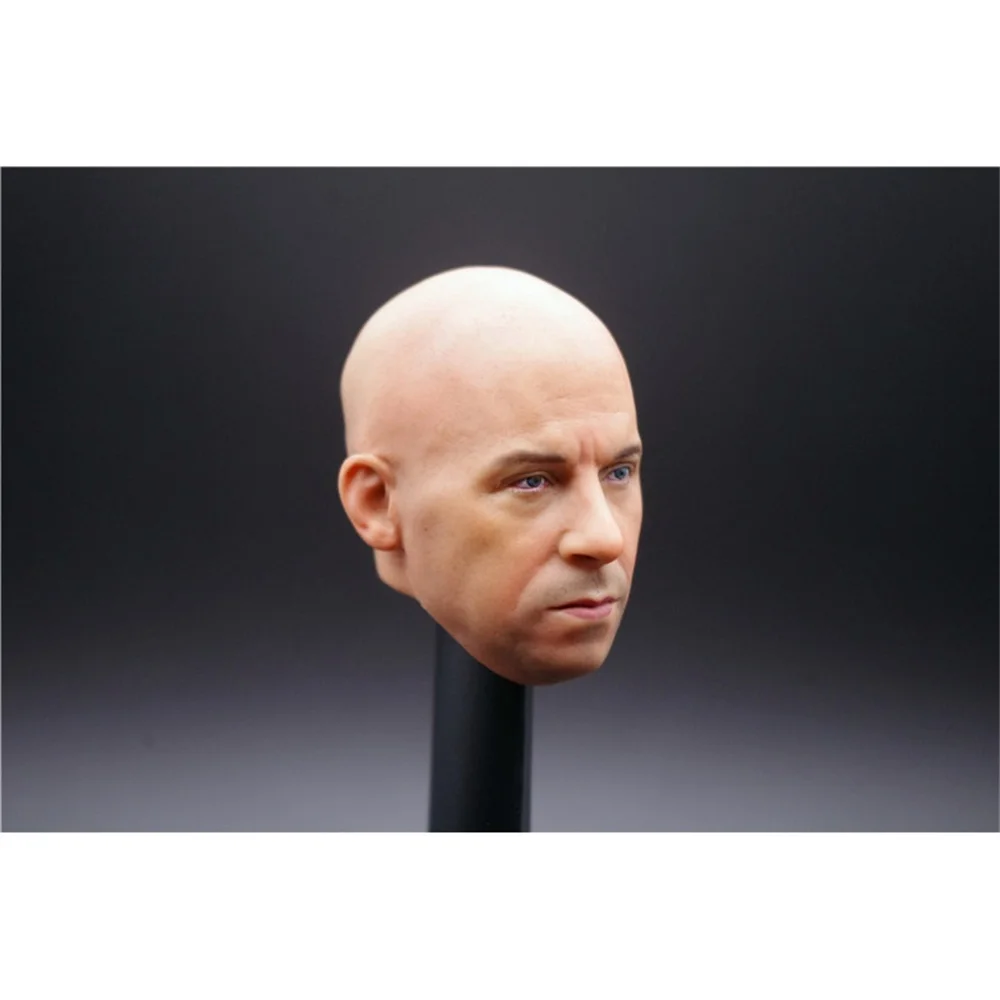 Vin Diesel Male Head Carving   UnPainted   Actor Star 1/6  Soldier  Toys Model for 12'' Action Figure Body Hobbies  Doll Toys