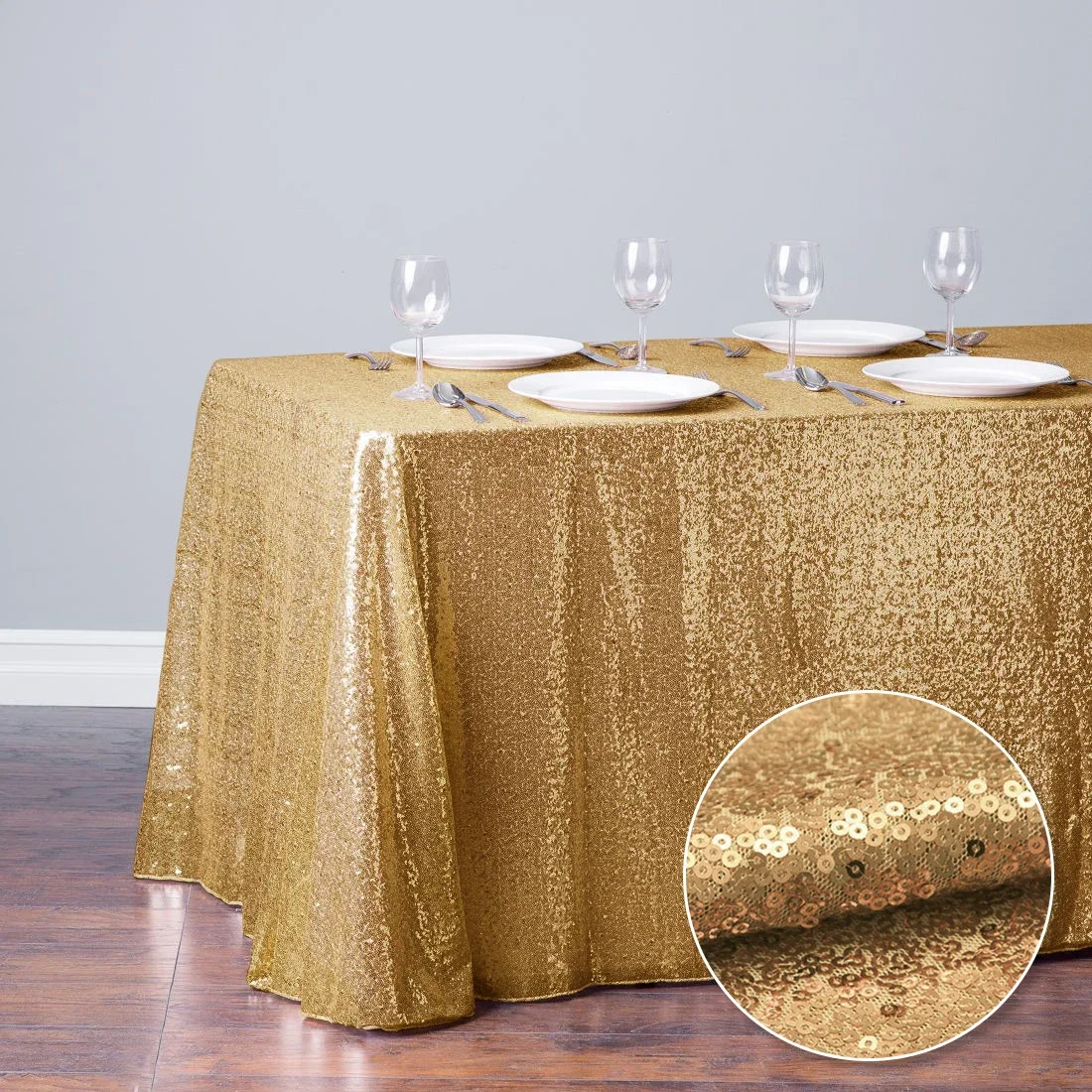 XS 47x71inch Sequin Tablecloth Sparkly Rose Gold Event Party Supplies Fabric Decorations for Wedding Birthday Christmas