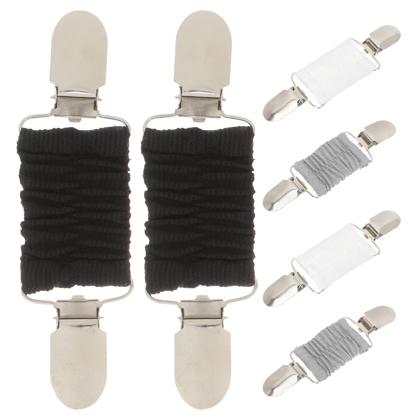 6Pcs Elastic Dress Clips Women's Waist Tightener Cardigan Shawl Sweater Back Cinch Clip Retro White Black Grey